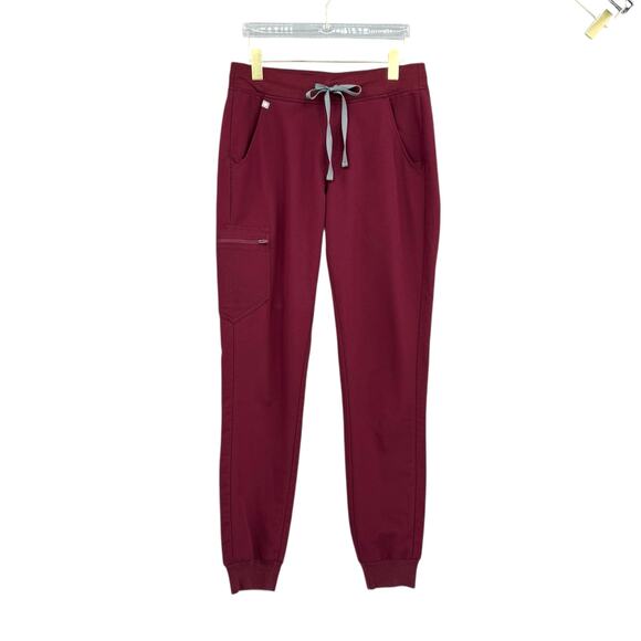 Figs Pants - Figs TALL Women's Zamora Burgundy Maroon Mid Rise Jogger Scrub Pants